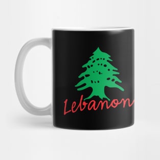 Lebanon Name with Lebanese Flag Cedar Tree Icon Design Mug